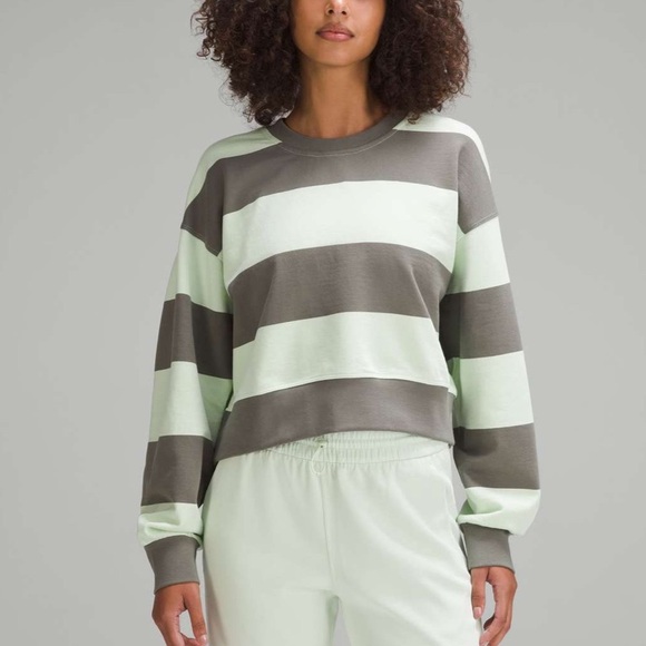 lululemon athletica Tops - lululemon athletica Green and Gray Striped Sweatshirt